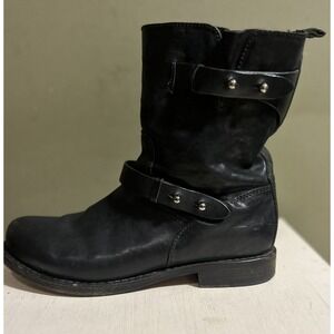 RAG & BONE Womens Sz 9.5 Black Leather Buckle 9" Ankle Boots Moto Punk Gothic